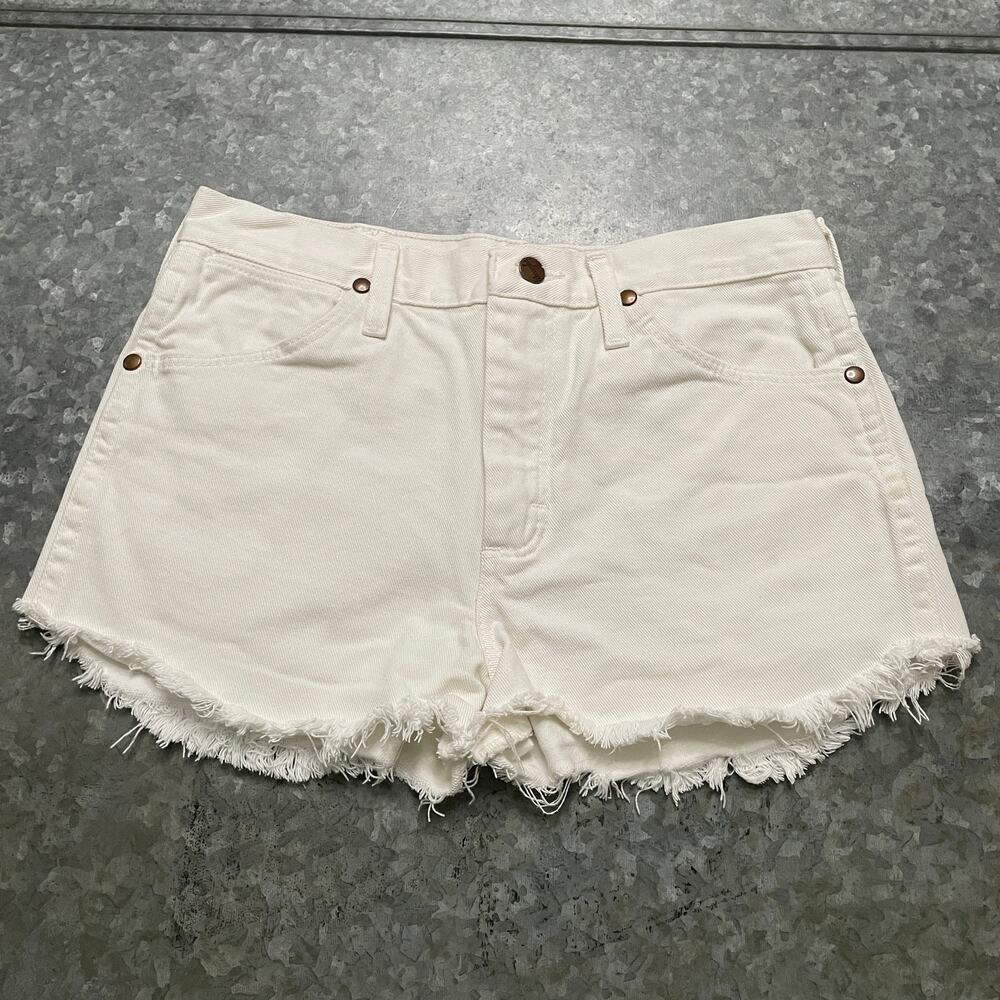 Vintage Wrangler Cut Off Denim Shorts 29x30 (Fits 26) White Jean Cotton Western